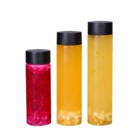 Bouteilles en PET transparentes cylindriques pour thé au lait et boissons froides, contenants jetables en plastique pour jus de fruits à emporter avec bouchons – Vente en gros