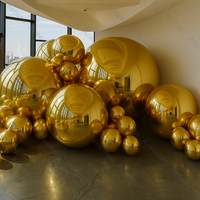 Grande boule miroir de Noël gonflable, ballon métallique brillant en PVC, sphère flottante géante, décoration d'événement de fête, vente en gros personnalisée