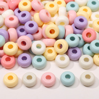 Perline distanziatrici piatte in acrilico a foro largo a forma di macaron, multicolore, sfuse, per braccialetti fai da te, catene per telefono, gioielli e artigianato