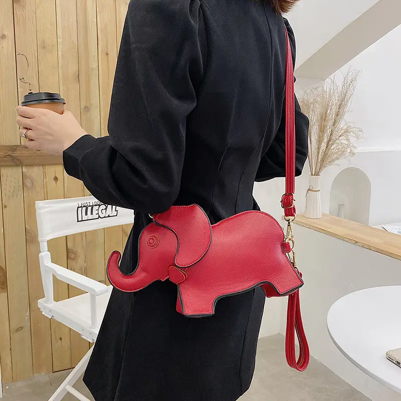 Bolso de mano de piel sintética con forma de elefante para mujer, cartera pequeña de diseñador, con cadena, para hombro