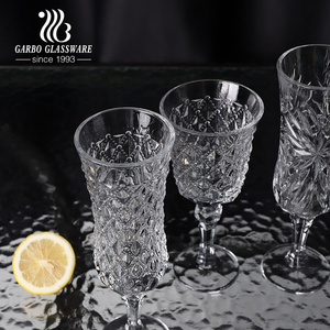 Copas de vino premium estilo europeo con tallo, copas de champán, juego de 12 piezas, diseño grabado con tallo alto. - Product Image 5