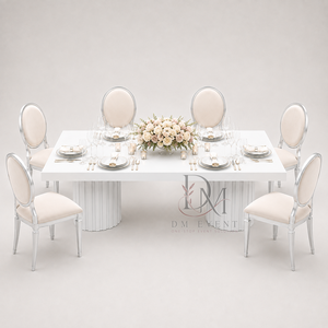Mesa de Comedor Rectangular Moderna de Acero Inoxidable con Base de Pedestal Acanalado para Eventos y Banquetes, Suministro al por Mayor - Product Image 4