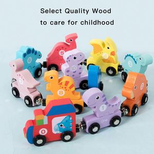 Toddlers Number <b>Train</b> Educational Montessori Dino Shape Blocks <b>Wooden</b> New Dinosaur Magnetic <b>Train</b> <b>Set</b> - Product Image 4