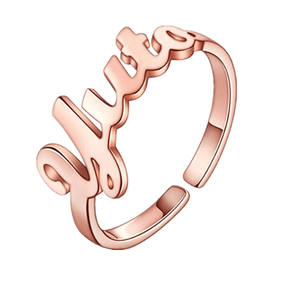 Dernière longue bague ouverte arrière personnalisée en acier inoxydable avec nom personnalisé - Product Image 3