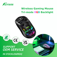 Souris de jeu ergonomique sans fil Keywin M7 2.4G 5D Tri-mode, légère, batterie 300mAh, PC/ordinateur portable, rétroéclairage RVB, 3600 DPI