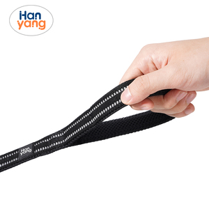 대형견 또는 중형견용 HanYang OEM 맞춤형 디자이너 반사 헤비 듀티 애완견 가죽 끈, 듀얼 핸들 리드 - Product Image 5