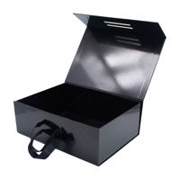 Boîte rigide noire de luxe personnalisée avec logo, en carton gris biodégradable, gaufrage, fermeture magnétique, vente en gros