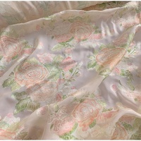 Royal kain Jacquard sutra Crepe ramah lingkungan bordir bunga mawar tenun nyaman untuk wanita gaun kain Saree
