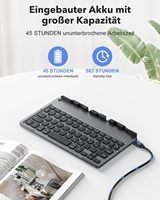Clavier Bluetooth pliable ergonomique rechargeable de type C ultra fin, portable pour les voyages, avec support