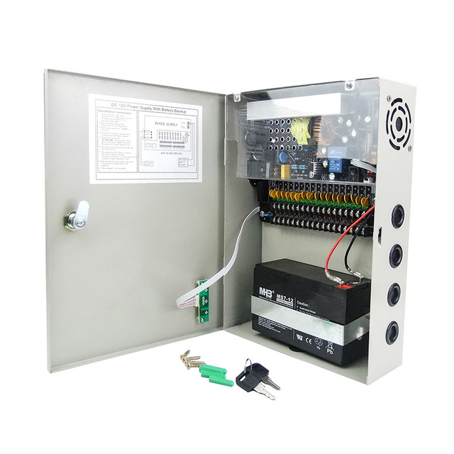 High Quality 18 Port CCTV Accessories 18 Channel 12V 20A Battery Backup UPS with Switching Power Supply US UK EU Ports Boxed