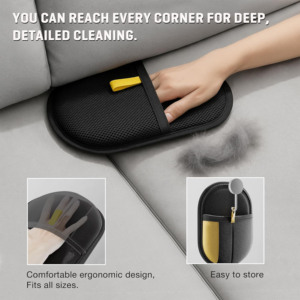 Gant de toilettage noir de luxe en polyester pour chiens et chats, brosse humide pour enlever les poils, lingette - Product Image 5