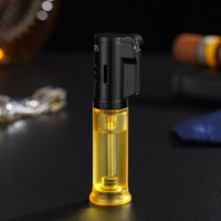 Encendedor de Gas Transparente de Plástico para Antorcha de Chorro Recto, Llama Azul Ecológica, Resistente al Viento, Recargable con Butano, Logotipo Personalizado