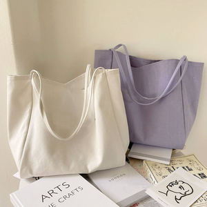 <b>Large</b> capacity reusable solid color shopping canvas shoulder <b>bag</b> canvas shopping <b>bag</b> - Product Image 6