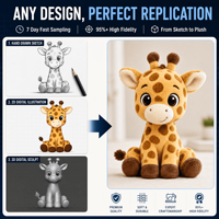 Fabricant de peluches mascotte girafe personnalisées OEM ODM Vente en gros Poupée réaliste en peluche pour mascottes de marque et articles cadeaux
