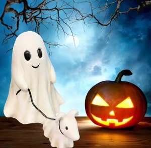 Ingrosso spettrale fantasma cane figurina di Halloween decorazioni da tavolo per la casa fantasma cane da passeggio statua - Product Image 5