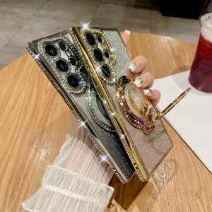 <span class=keywords><strong>Funda</strong></span> Magnética con Soporte Plegable, Líquido Brillante y Diamantes para <span class=keywords><strong>Samsung</strong></span> Galaxy <span class=keywords><strong>S22</strong></span> S23 Plus S24 Ultra, Compatible con Carga Inalámbrica - Product Image 3