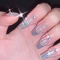 Ongles décoratifs design personnalisé, ongles acryliques de jeune femme, ongles longs, fournisseur de ballerine