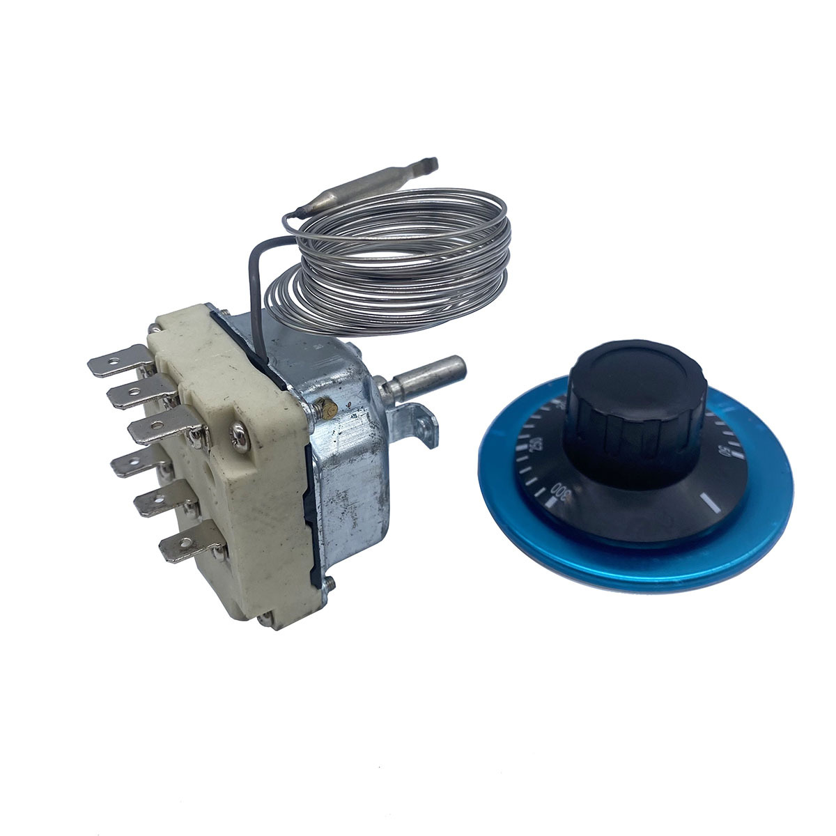 Oven Stove Parts 380V 16A 200CM <strong>Wire</strong> 6 Pins 50-300 Degree Safe Temperature Control Temperature Limiter <strong>Thermostat</strong> With Knob