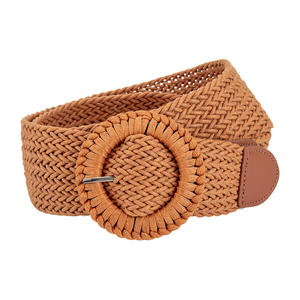<span class=keywords><strong>Ceinture</strong></span> tissée de créateur de style euro-américain <span class=keywords><strong>Ceinture</strong></span> de voyage tressée à la mode avec boucle ronde pour femme - Product Image 1