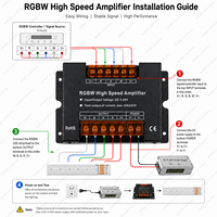 Penguat Sinyal RGBW Kecepatan Tinggi DC 5-24V 4 Kanal 10A X 4CH Terminal Sekrup untuk Kit Pengontrol Strip LED RGBW