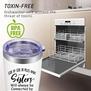 Miles <span class=keywords><strong>Apart</strong></span> Sisters Will Always Be Connected Heart Gobelet en acier inoxydable de 20oz Tasse à café de voyage isolée sous vide à double paroi - Product Image 5