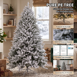 <span class=keywords><strong>Sapin</strong></span> <span class=keywords><strong>de</strong></span> Noël artificiel réaliste en PE pur à 100 %, haute densité, avec éclairage LED préinstallé, feuillage dense, prêt à être expédié - Product Image 1