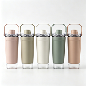Botella Mezcladora de Acero Inoxidable de Doble Pared de 600 ml para Proteína de Suero con Contenedor para Polvo y Asa de Transporte Fácil - Product Image 1