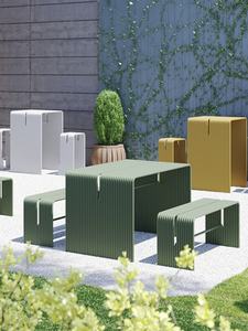 Duurzame, waterdichte, opvouwbare bamboe tafel- en stoelenset voor 4 personen, met ijzeren frame, voor gebruik in de tuin en op het terras - Product Image 1