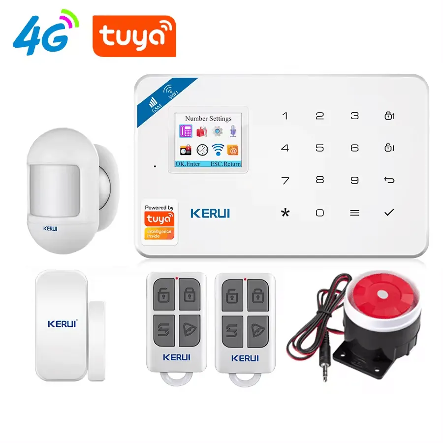 KERUI स्मार्ट घर Tuya 4g/जीएसएम/वाईफ़ाई सुरक्षा अलार्म Diy प्रणाली वायरलेस दरवाजा और खिड़की स्मार्ट सुरक्षा अलार्म प्रणाली