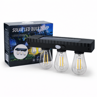Petite lampe solaire à triple ampoule Edison avec capteur de lumière, étanche, pour véranda, patio, jardin, entrée, cour, décoration LED chaude