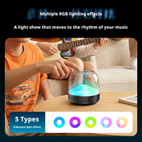 Haut-parleur Bluetooth en verre transparent avec lumière ambiante RGB, lecture multi-formats, mini audio sans fil pour la décoration de bureau et de chambre