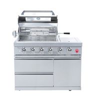Îlot de cuisine extérieur écologique facile à nettoyer avec robinet et bac à déchets pour patio, station de cuisson BBQ - Direct Usine