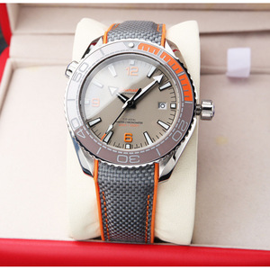 Jam Tangan Selam 600m Dial Penunjuk Bercahaya Tali Karet Oranye Jam Tangan Mekanik Otomatis - Product Image 6