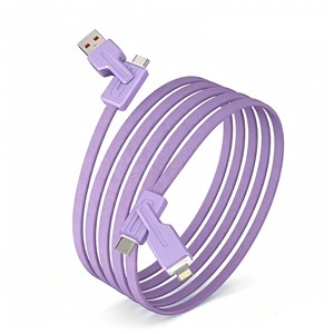 Cable de Carga Rápida PD de 65W, 4 en 1, USB A a Tipo C, para Teléfono, Laptop, Tablet, Diseño Mecánico, Cable Multifuncional Trenzado - Product Image 3