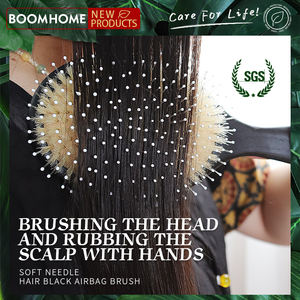 Escova de Cabelo Antiestática Tipo Raquete para Extensões de Cabelo com Cerdas de Javali e Nylon Pente de Madeira de Carvalho com Cabo de Madeira para Massagem no Couro Cabeludo - Product Image 2