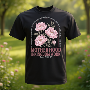 T-shirt chrétien rétro à fleurs pour femmes, motif « Motherhood Is Kingdom Work » - Product Image 3