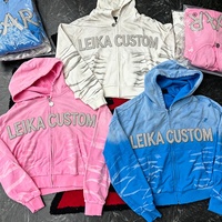 Sweat-shirts à fermeture éclair intégrale pour hommes, style Y2K, rose délavé, imprimé tie-dye à rayures de tigre, avec logo en strass personnalisé OEM, fabricant