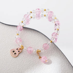 女性と学生のための新しい韓国スタイルの漫画合金ブレスレットかわいいラブ布と女の子と姉妹のためのガラスビーズジュエリー - Product Image 2