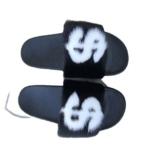 Pantofole dell'orsacchiotto della pelliccia di visone reale di logo personalizzato all'ingrosso di vendita calda di marca famosa per le donne - Product Image 1