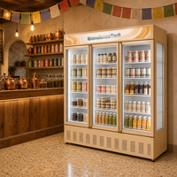 Réfrigérateur commercial vertical pour boissons, 2 ou 3 portes, température unique, contrôle numérique, étagères réglables, verrouillage de la porte
