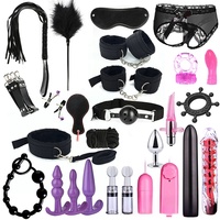 BDSM Bondage Leder-Set 26-teilig SM Fesseln Fußfesseln Sex-Spielzeug Fetisch Halsband Augenbinde Nippelklemmen Peitsche Vibrator Paddle