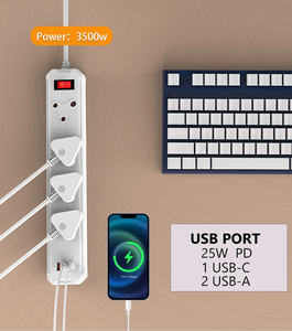 Tira de alimentación de 4 vías de nuevo diseño sudafricano, <span class=keywords><strong>16</strong></span> <span class=keywords><strong>amperios</strong></span>, tipo sudafricano, 4 salidas, tomas de corriente controladas por USB y tipo C - Product Image 5