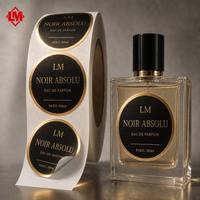 Étiquette de parfum personnalisée en or mat noir, autocollant rond imperméable, étiquette de bouteille cosmétique en rouleau pour Eau de Parfum