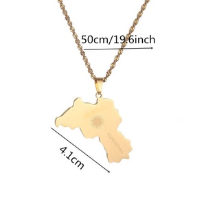 Collar de Oro Antideslustre de Moda, Collar con Colgante de Mapa de Kurdistán de Acero Inoxidable Real de 18K para Mujeres, Hombres y Niñas - Product Image 5