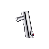 Robinet de salle de bain chromé à capteur infrarouge électronique sans contact, monotrou, à économie d'eau, avec valve en céramique