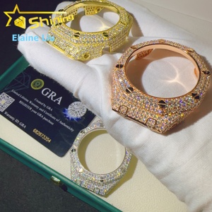 Boîtier de montre en laiton de luxe pour Hip Hop, certifié GRA, avec diamants Moissanite VVS, style GA2100 - Product Image 4