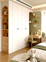 Armoire de chambre à coucher blanche sur mesure, 4 portes, style antique, petite unité de rangement