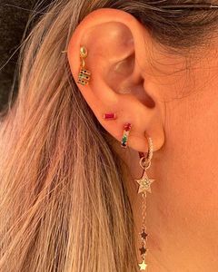 Unique Design Two Way Wear Put Take Out Star Dangle Charm Cz Mini <strong>Hoop</strong> Fashion <strong>Rose</strong> <strong>Gold</strong> Earring - Product Image 2