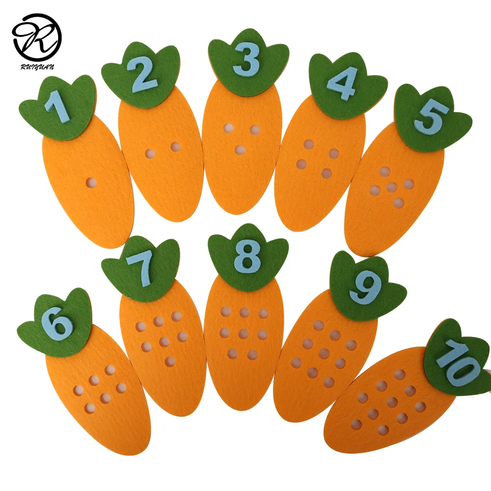 Felt Kids Tools Carrot Number Counting Toys Toddler fingers Number Learning Educational Toys Preschool Math Games