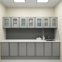 Banc de laboratoire mural en acier intégral sur pied avec table latérale, armoire de base à 8 tiroirs et plateau résistant aux produits chimiques pour hôpitaux et écoles